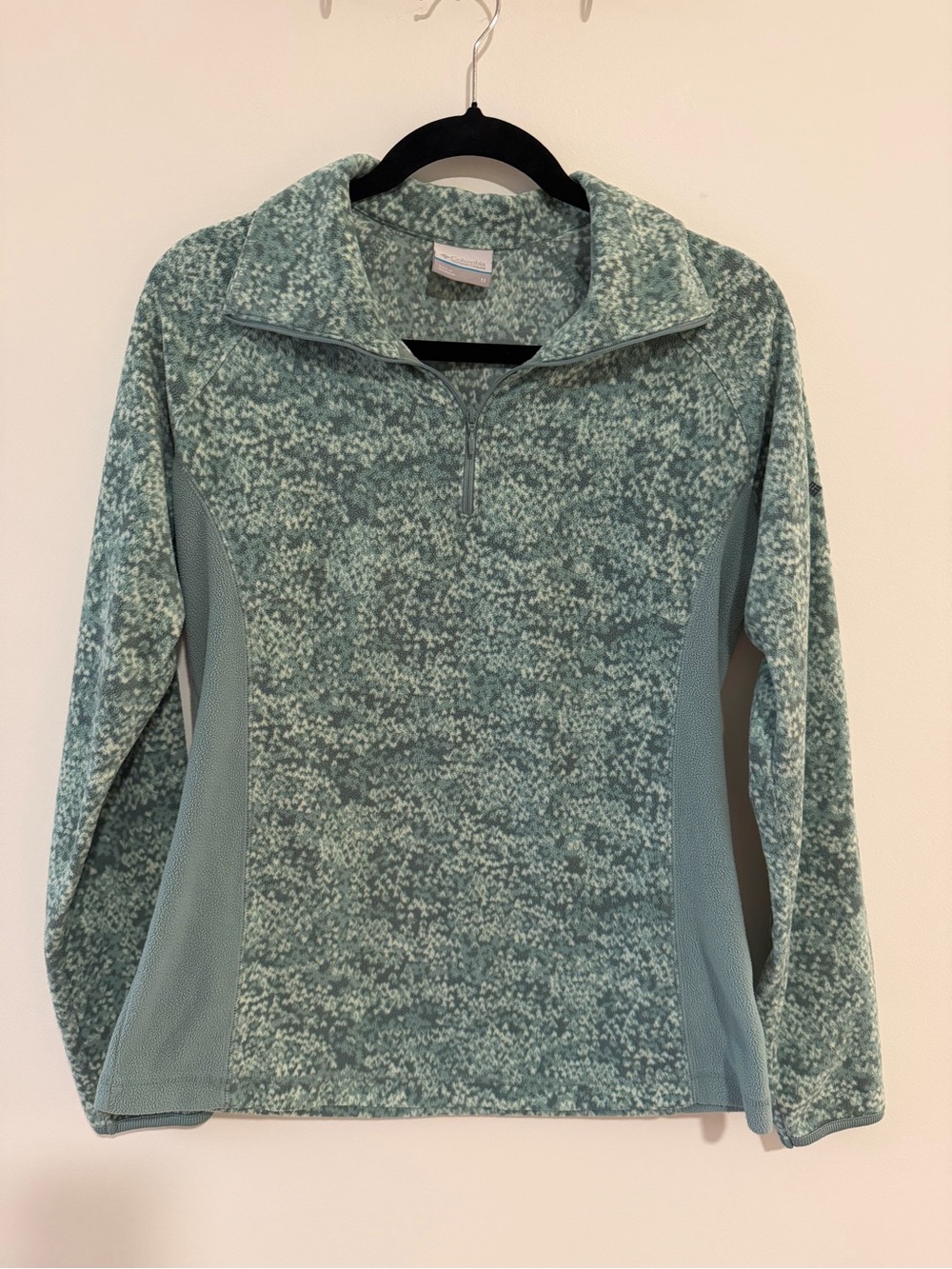 *EUC* Columbia Thin Teal Patterned Quarter-Zip Fleece Pullover